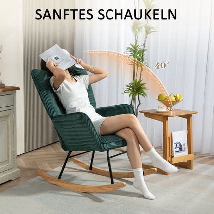 Dark green rocking chair - wooden runner, relaxation chair