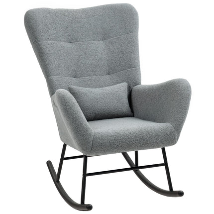 Gray rocking chair with armrests & lumbar support