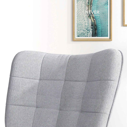 Light gray rocking chair in linen look with stool, 130 kg Capacity