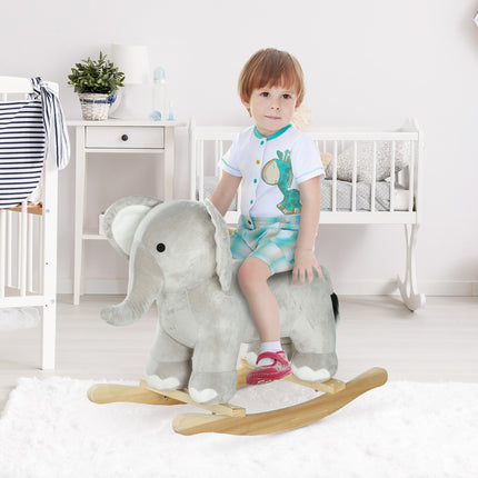 Swing toy with gray plush elephant with sound for ages 2-4