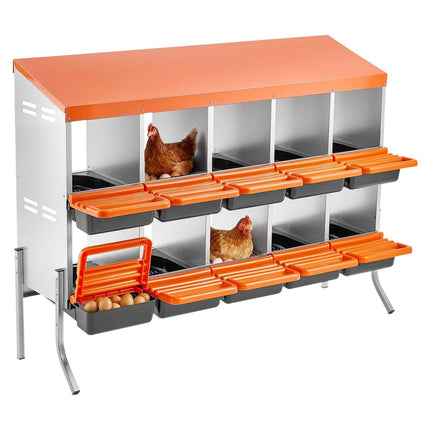 Roll-Away Chicken Nesting Box, 10 Compartments, Legs