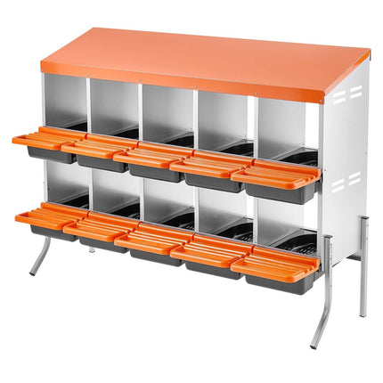 Roll-Away Chicken Nesting Box, 10 Compartments, Legs