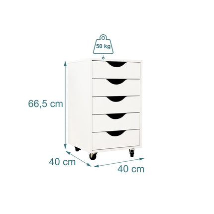 Roll Container with 5 Drawers, Mobile Office Storage