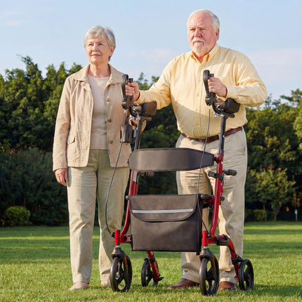 Rollator Walker With Seat, Foldable Aluminum, 300 lb