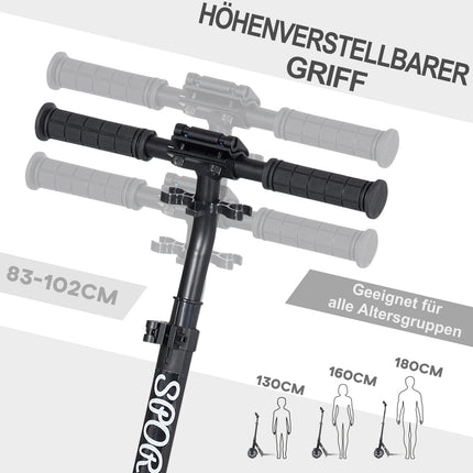 Height adjustable scooter with shock absorption system