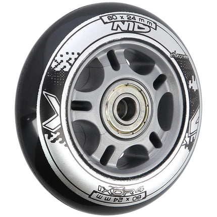 Roller Skate Wheels 80x24mm Black, ABEC-9 Bearings Set