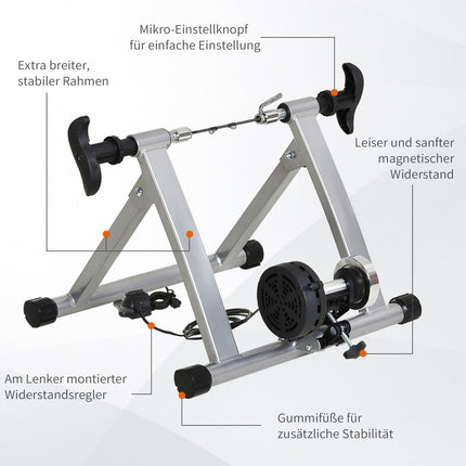 Indoor bike trainer, foldable magnetic, fits 26""-28"" wheels