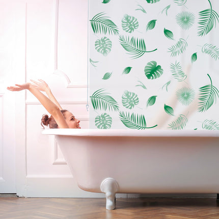 Roller blind for shower Leaves green