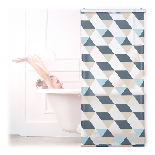 Roller blind for shower with geometric design