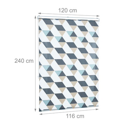 Roller blind for shower with geometric design