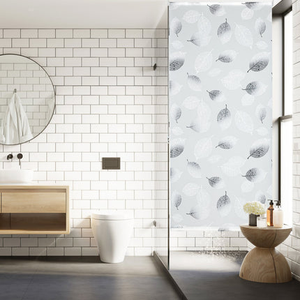 Roller blind for shower with leaf design