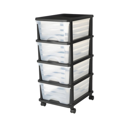 Rolling 4-Drawer Clear Plastic Storage Cart With Wheels