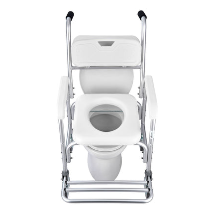 Rolling Bedside Commode Chair, 4-in-1, 159 kg Capacity