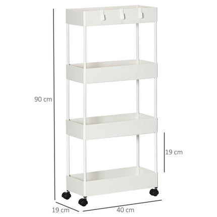 Mobile kitchen shelf, 4-story trolley with wheels