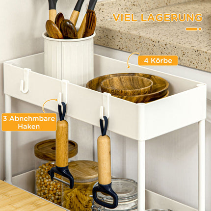 Mobile kitchen shelf, 4-story trolley with wheels