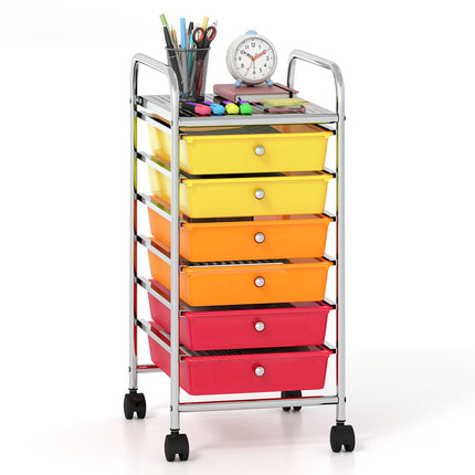 Rolling Cart with 6 Colorful Drawers & Lockable Wheels