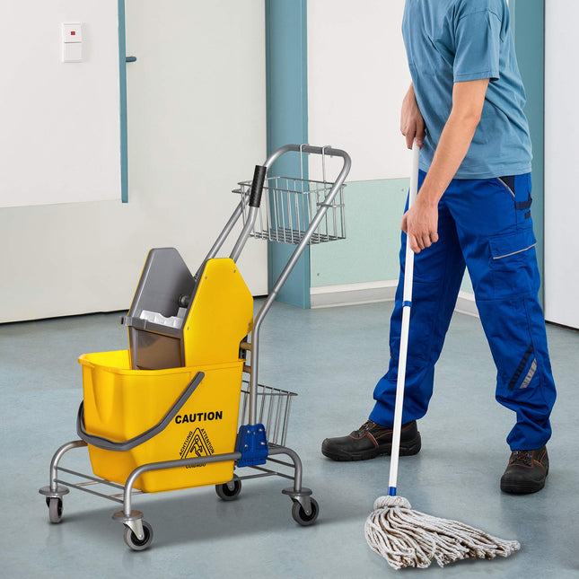Rolbare schoonmaakemmer, 26 liter, kunststof, metalen handvat