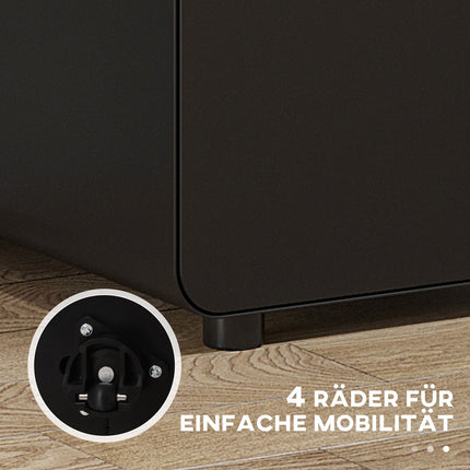 Rolling file cabinet - 3 drawers, steel, black, 39x48x59 cm