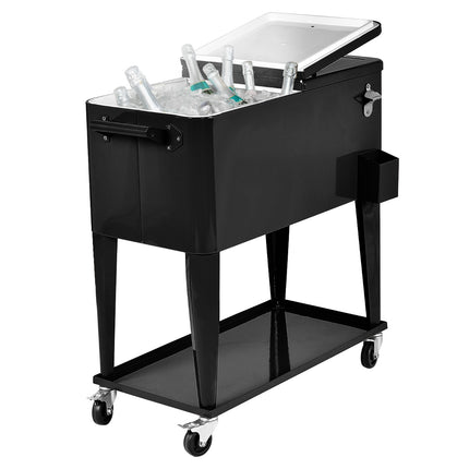 Rolling Cooler Cart 76L, Wheels, Bottle Opener