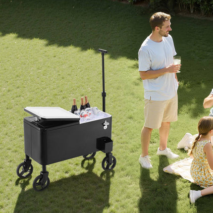 Rolling Cooler Cart, 80 Qt, Telescopic Handle, Wheels