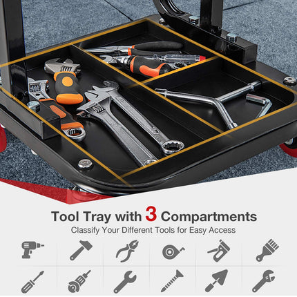 Rolling Creeper Seat With Tool Tray, 330 lb Capacity