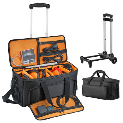 Rolling DJ Cable Bag, 1680D, Wheels, 6 Dividers