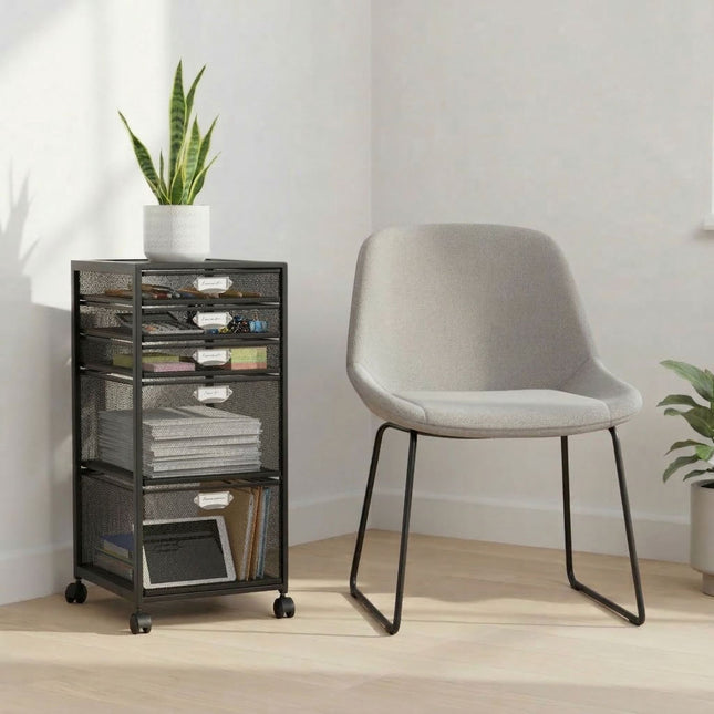 Rolling File Cabinet, 5-Drawer Mesh Under-Desk