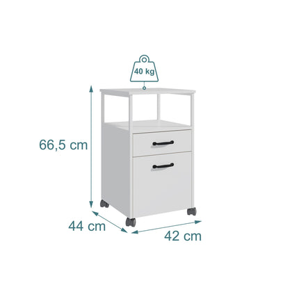 Rolling File Cabinet with 2 Drawers, Mobile Office Storage