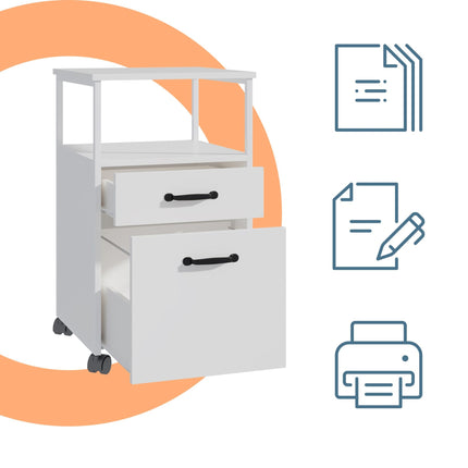Rolling File Cabinet with 2 Drawers, Mobile Office Storage