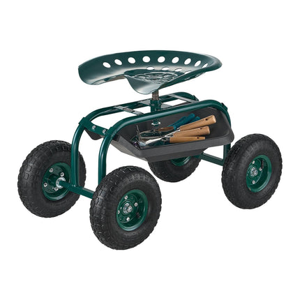 Rolling Garden Cart With Swivel Seat, 300 lb Capacity
