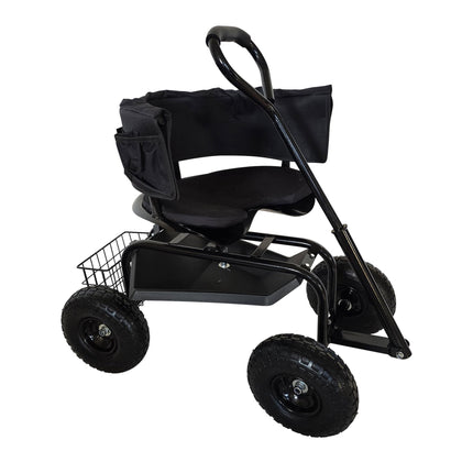 Rolling Garden Seat with Adjustable Height and Storage