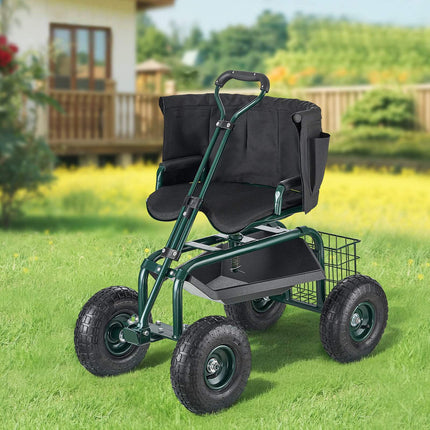 Rolling Garden Stool With Wheels, 400 Lb, Swivel Seat