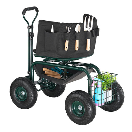 Rolling Garden Stool With Wheels, 400 Lb, Swivel Seat
