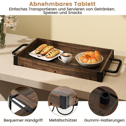 Rolling Kitchen Cart with Removable Tray, 3-Tier, Brown
