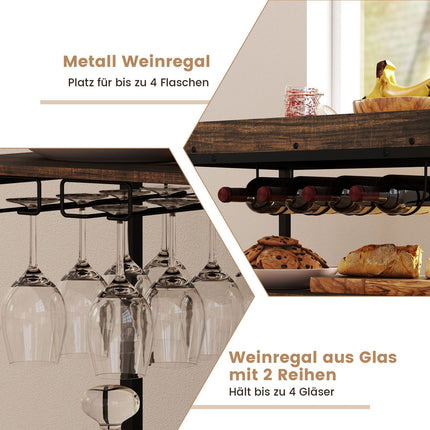 Rolling Kitchen Cart with Removable Tray, 3-Tier, Brown