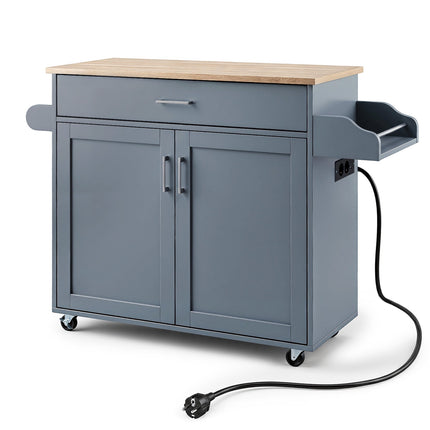 Rolling Kitchen Trolley with Drawer, Spice Rack & Towel Rail