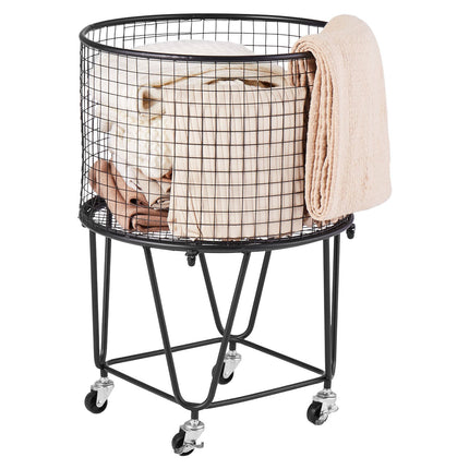 Rolling Laundry Cart, 360 Swivel Wheels, 27 kg Capacity