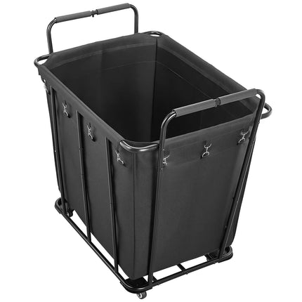 Rolling Laundry Cart, Waterproof Liner, 260 Lb, Black