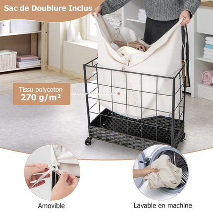 Rolling Laundry Hamper 110-130L, Lid, Lockable Wheels