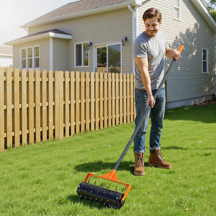 Rolling Lawn Aerator Roller, 15 In, 42 Spikes, Fillable Drum