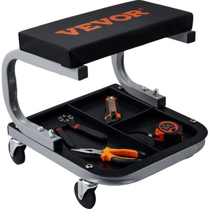 Rolling Mechanic Creeper Seat, 250 lb, Tool Tray