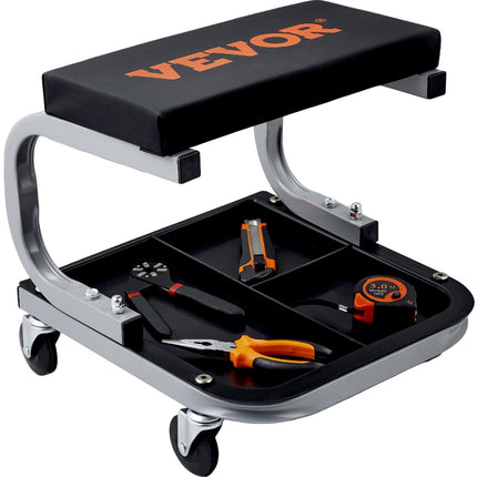 Rolling Mechanic Creeper Seat, 250 lb, Tool Tray