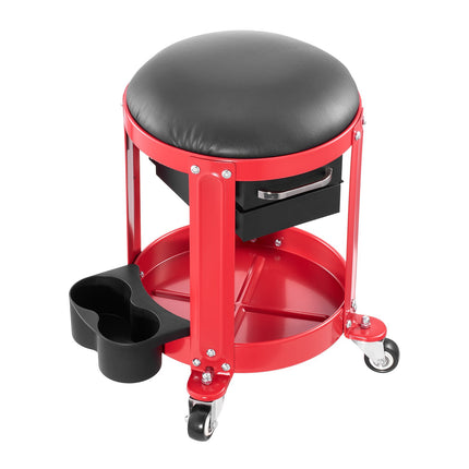 Rolling Mechanic Stool, 300 lb Capacity, 2 Drawers, Red