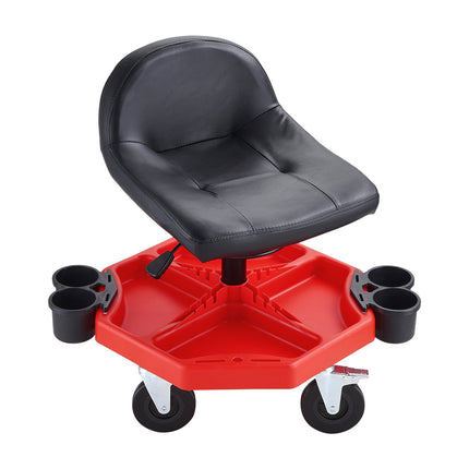 Rolling Mechanics Stool, Adjustable Height, Tool Tray, 5 in Casters