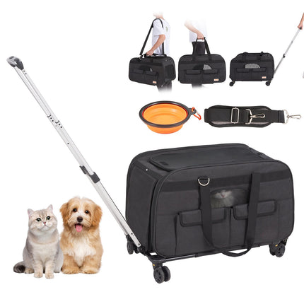 Rolling Pet Carrier With Wheels – Telescopic Handle, 35 lb