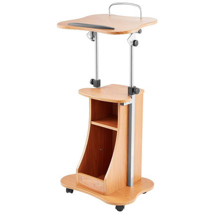 Rolling Podium Lectern, Adjustable Height, Storage Shelf