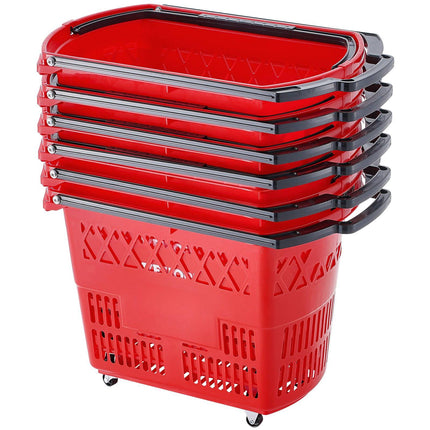 Rolling Shopping Basket Set, 6-Pack 39L, Wheels and Handles