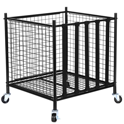 Rolling Sports Ball Storage Cart, Lockable Steel Cage