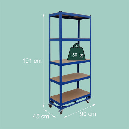 Rolling Steel Shelving Unit – Adjustable, Locking Casters