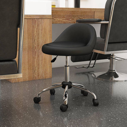 Height-adjustable swiveling rolling stool, artificial leather, black